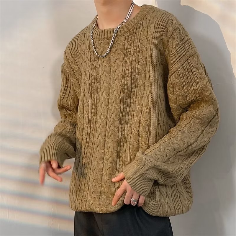 Winter Japanese-style Retro Cable-knit Turtleneck Sweater Men