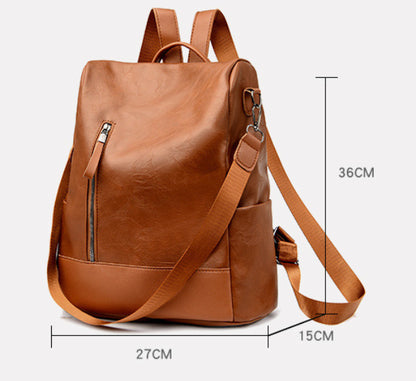 Casual Versatile Women's Large Capacity Leather Backpack