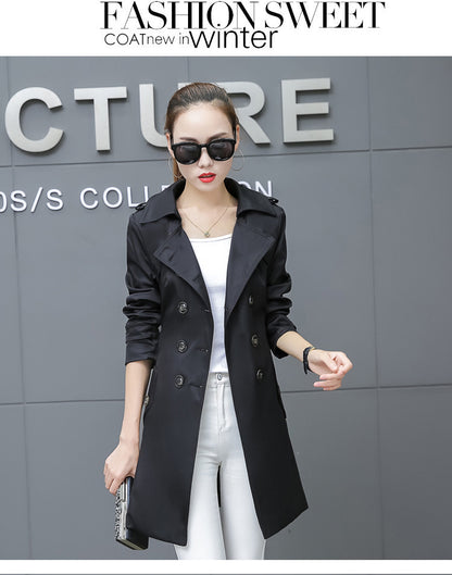 Slim Women Trench Coat Plus Size Mid-length