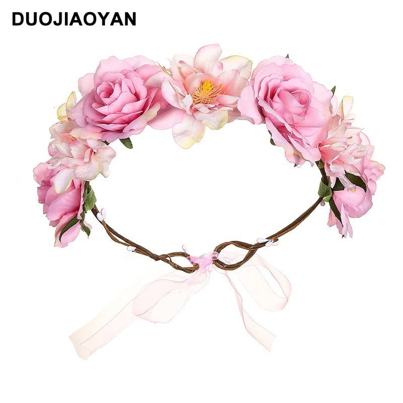 Artificial Fabric Colorful Rose Flower Garland Hair Accessories