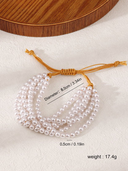Creative And Minimalist Pearl Bracelet, Niche Design, Multi-layer Bracelet, Retro Baroque Layering