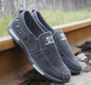 Summer new men's canvas shoes a pedal breathable lazy shoes men low to help the old Beijing cloth shoes spring casual shoes