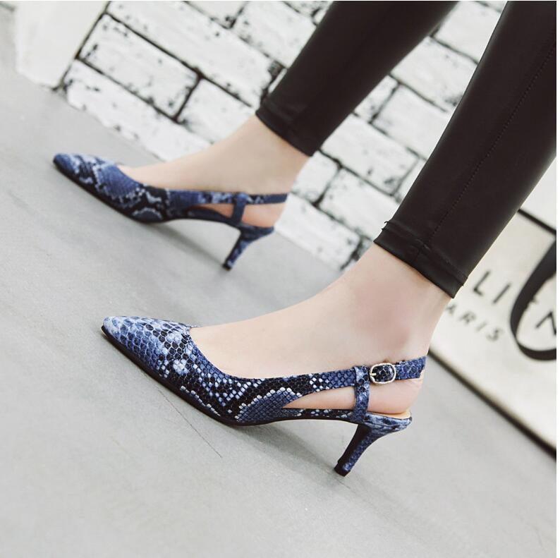 Snake-shaped pointed sandals female baotou with European and American foreign trade large size shoes