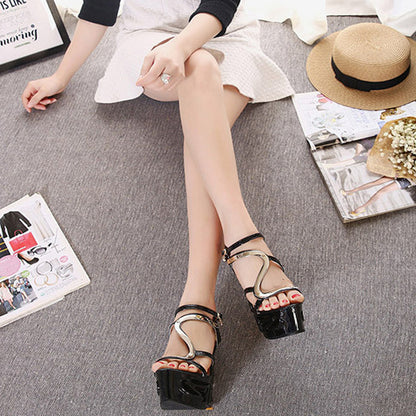 Stacked Heel Sandals: 14cm Retro Wedge Sandals