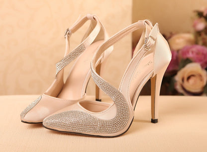 Super high heel fashion rhinestone high heels single shoes