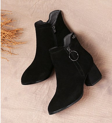 autumn and winter new lady's boots, soft inside and soft inside and two kinds of rough heeled leather boots