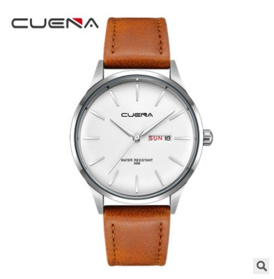 CUENA quartz watch waterproof belt simple watch men's belt watch quartz watch