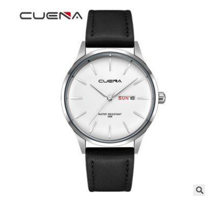 CUENA quartz watch waterproof belt simple watch men's belt watch quartz watch