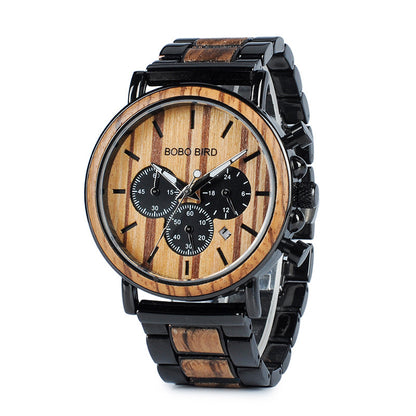 Premium Wood Men's Chronograph Watch - Luxury Style Gift for Him
