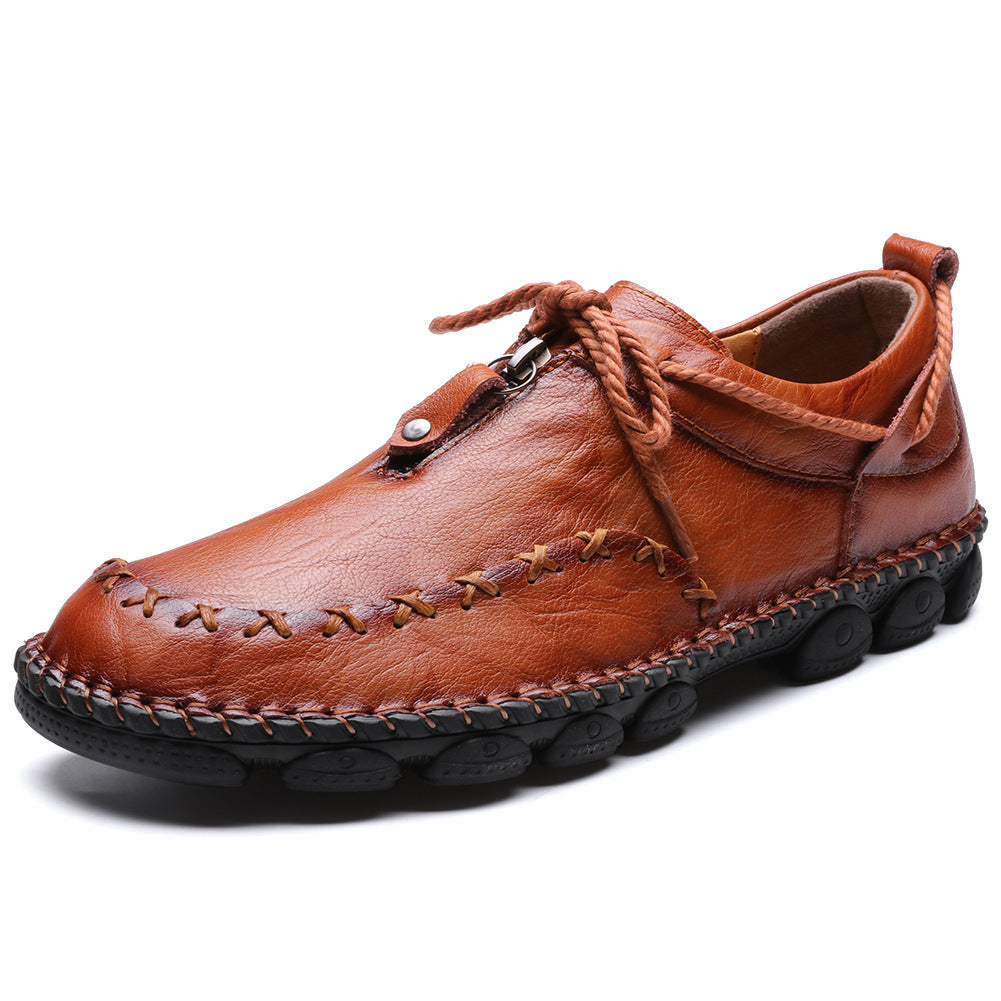 Hand-stitched large size leather shoes