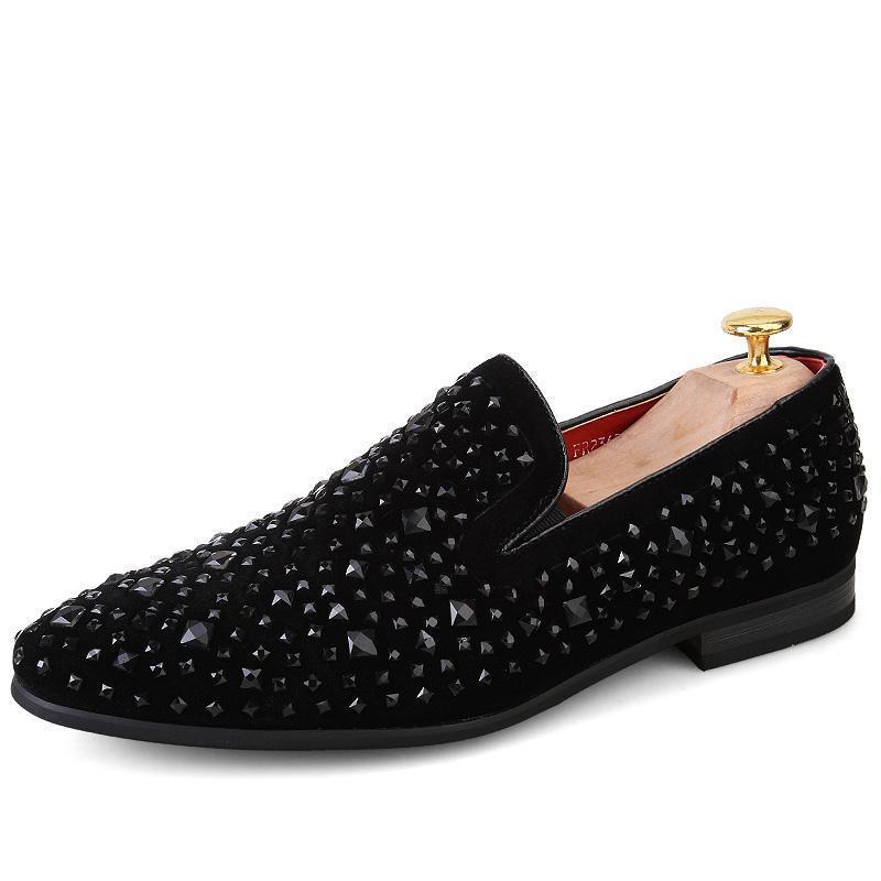 BLACK SPIKES RHINESTONES SHOES