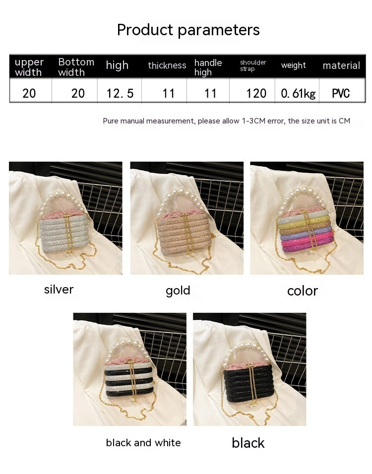 European And American Fashion One-shoulder Ins Women's Crossbody Classic Style Pearl Hand Dinner Bag
