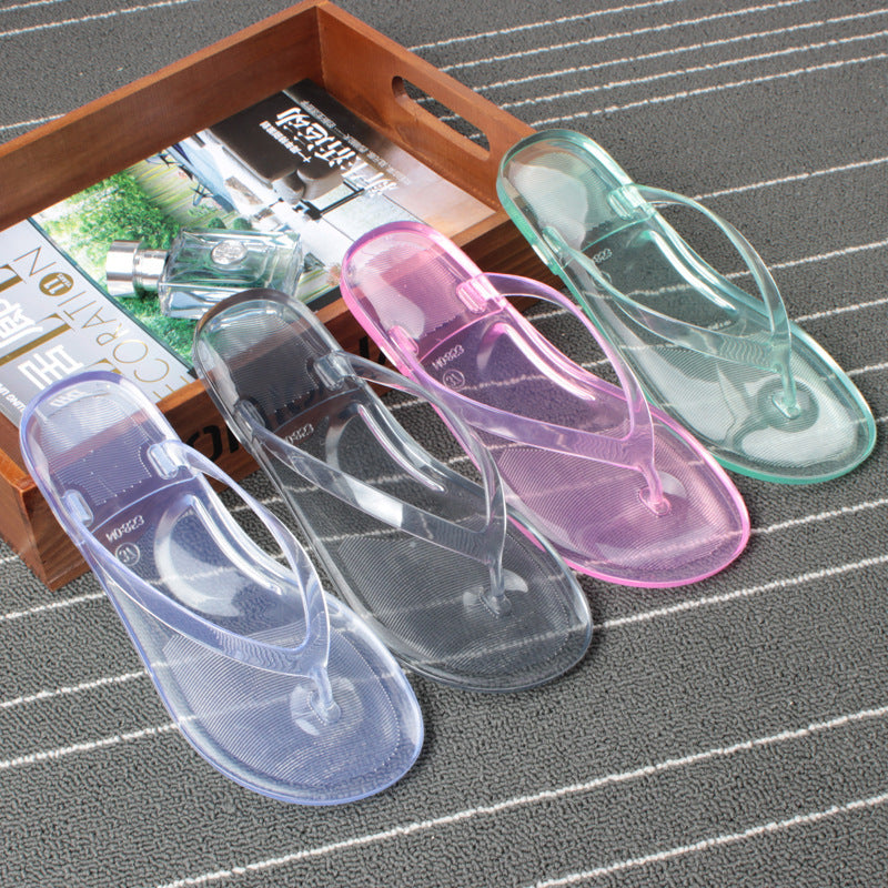 Crystal transparent student flat with flip-flops flip-flops beach seaside sandals and slippers