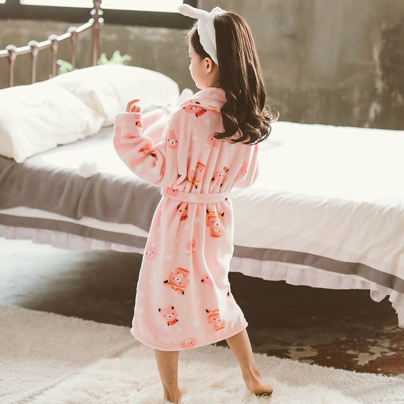 Children's Nightgown Thickened Flannel Girls Pajamas Baby Shan Home Service