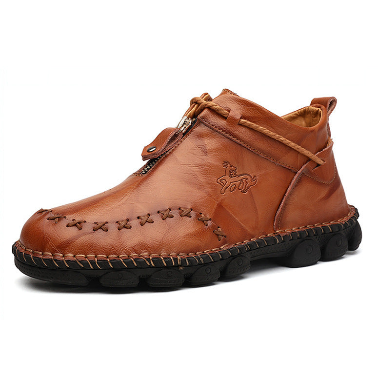 Hand-stitched men's leather boots