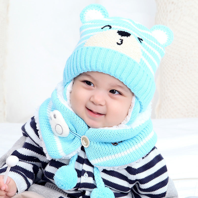 Baby Cute Bear Ear Protection  And Neck Set