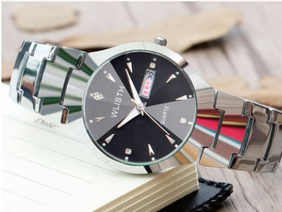 Men's luminous watch tungsten steel color waterproof fashion student couple watch male calendar quartz watch