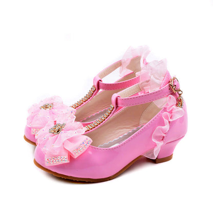 Children's leather shoes girls' high heels