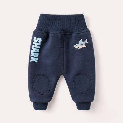 Baby winter plus velvet big PP pants