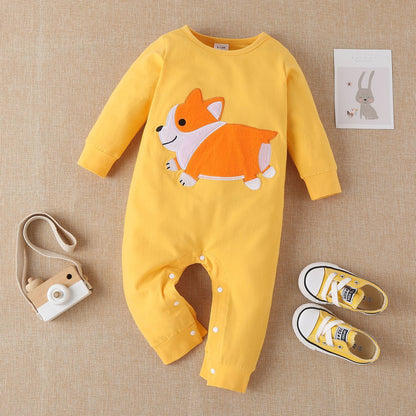 Baby Trousers Patch Embroidered One-piece Romper Multicolor Cute Pet Animal Print