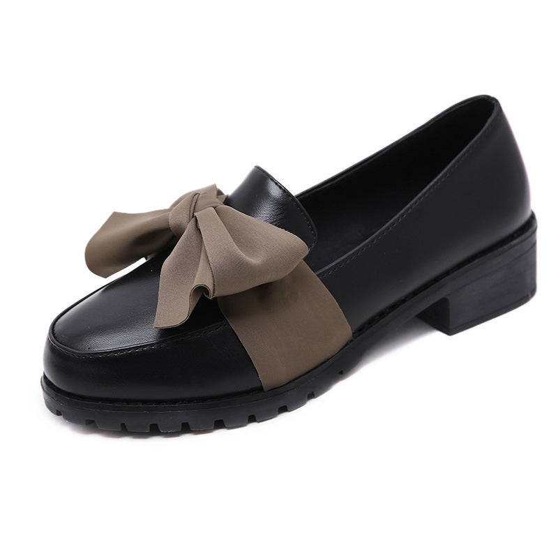 Women's shallow bow small leather shoes