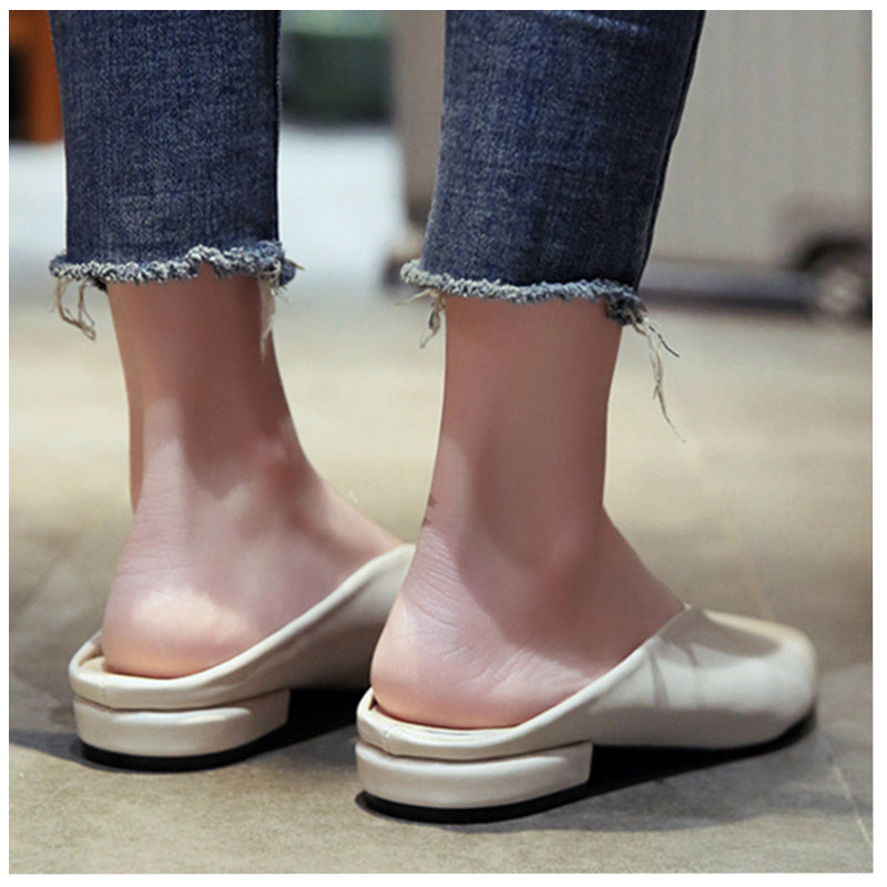 Half-to-single shoes female flat-bottomed pointed thick with lazy wild Korean version with spring female single shoes female