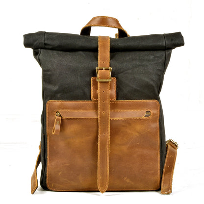 New Simple Retro Wax Canvas Backpack Men's Casual Leather