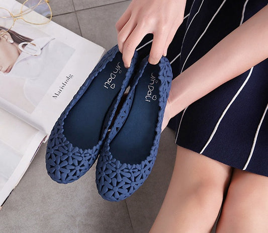 Bird's Nest Wedge Jelly Shoes Sandals Hollow Breathable Thick-soled Rubber Shoes