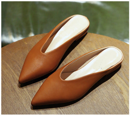 Half-to-single shoes female flat-bottomed pointed thick with lazy wild Korean version with spring female single shoes female