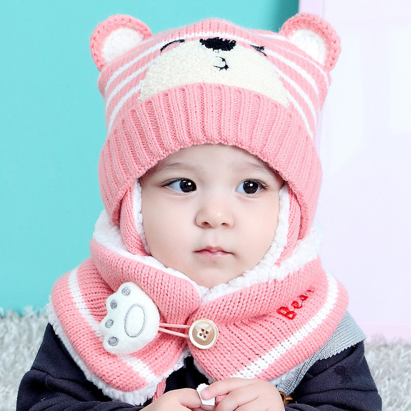 Baby Cute Bear Ear Protection  And Neck Set