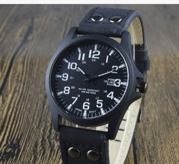 The Explosion Of Foreign Hot Head Belt Calendar Frosted Military Men Quartz Watch