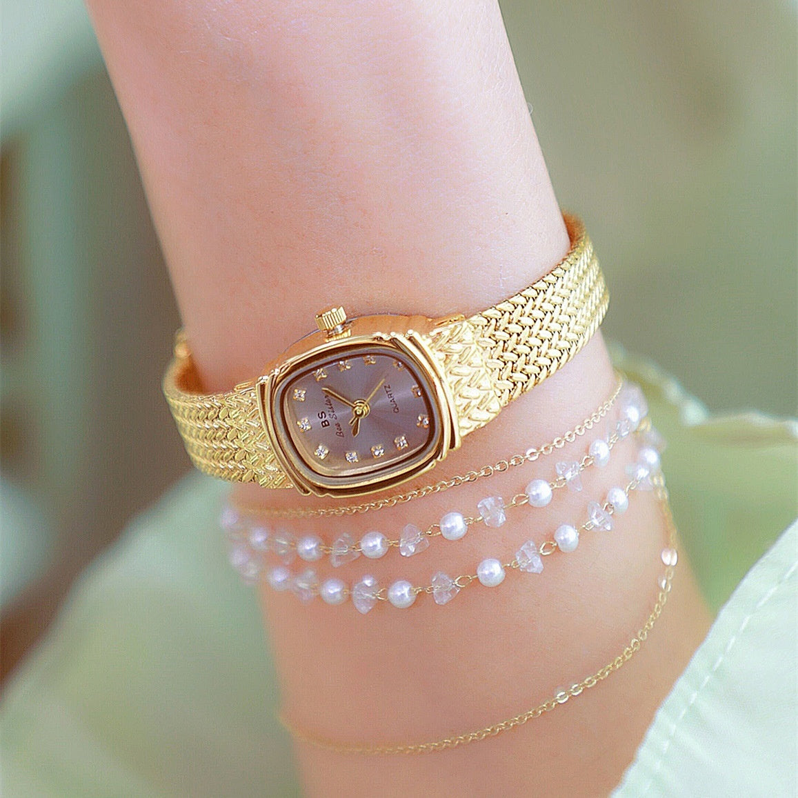 Light Luxury INS Wheat Table Simple Temperament Small Golden Watch