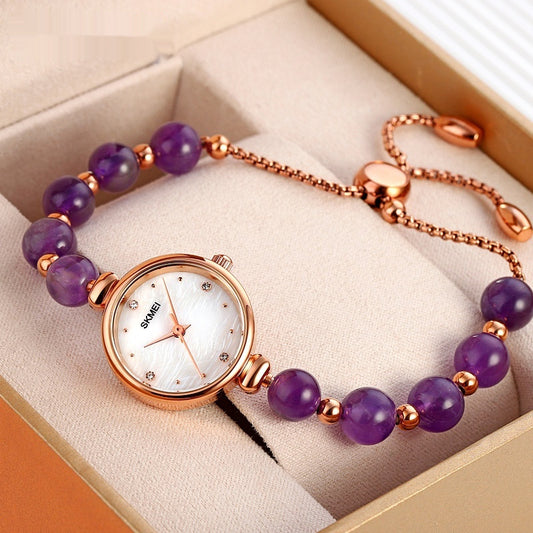 Fashionable All-match Elegant Women's Quartz Watch Pearl Natural Stone Strap Bracelet Watch