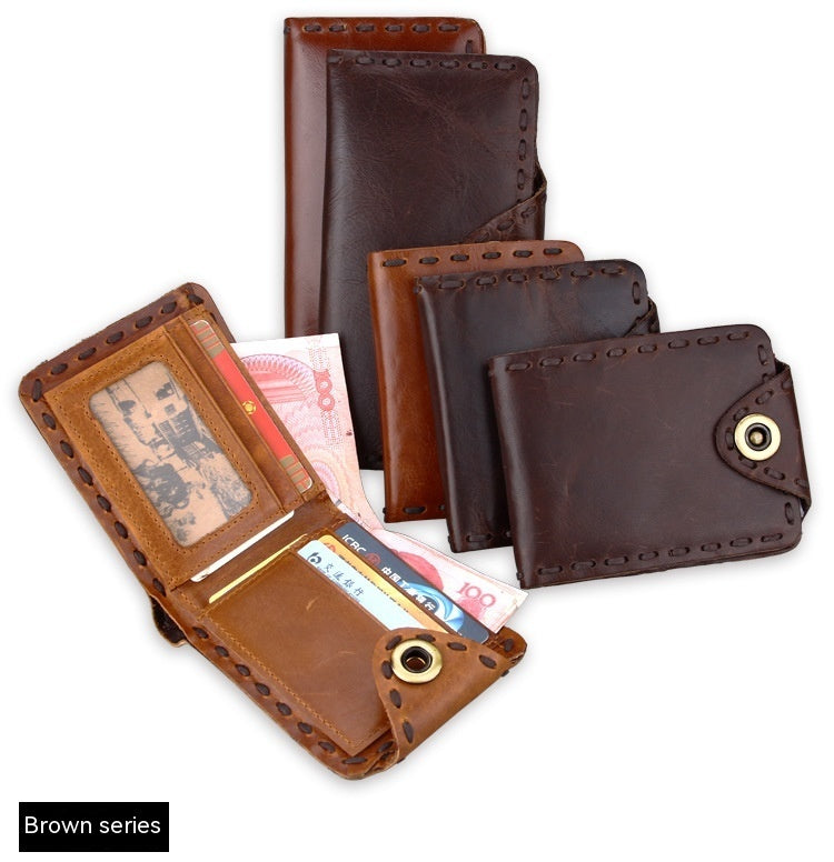 Vintage Men's Long Oily Leather First Layer Cowhide Wallet