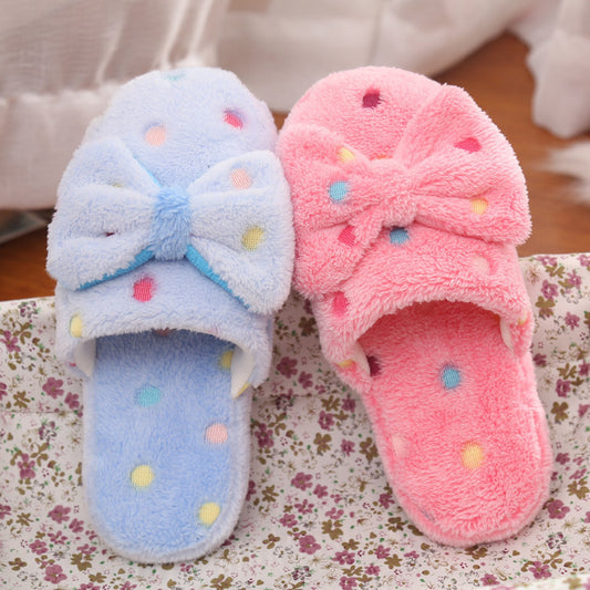 New bows cotton slippers