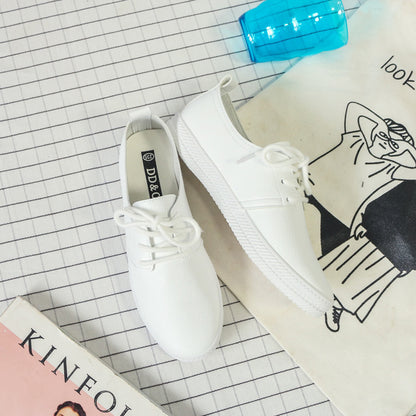Small white shoes female summer breathable wild flat white canvas shoes