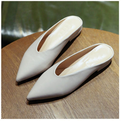 Half-to-single shoes female flat-bottomed pointed thick with lazy wild Korean version with spring female single shoes female