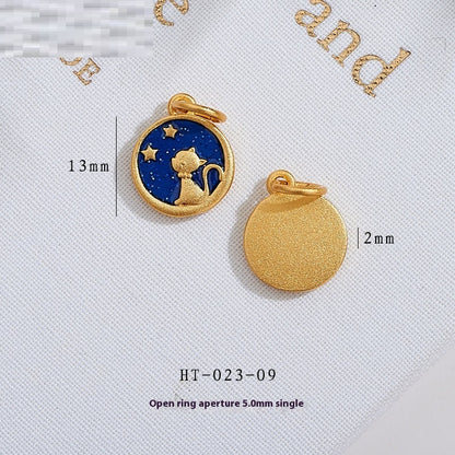 Ancient Style Alluvial Gold Looking Up At Starry Sky Blue Starry Sky Rabbit Pendant Diy Accessories