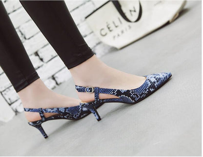 Snake-shaped pointed sandals female baotou with European and American foreign trade large size shoes