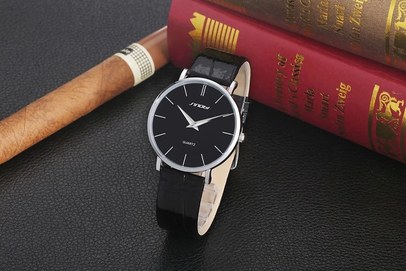 The men's slim leather watch Boys Korean fashion retro quartz watch waterproof non mechanical watch