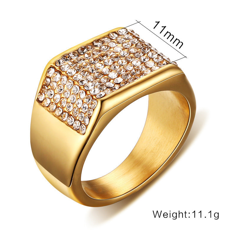 Titanium steel diamond men's ring