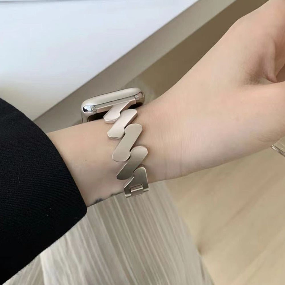 Watch Band Silk Scarf Bracelet Wave Pattern Z-shaped Steel Belt