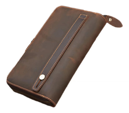 New Retro Hand Multifunctional Zipper Men's Leather Wallet