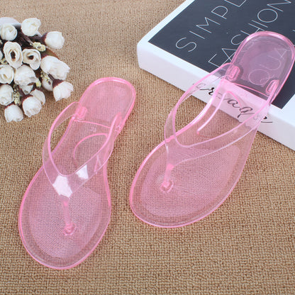 Crystal transparent student flat with flip-flops flip-flops beach seaside sandals and slippers