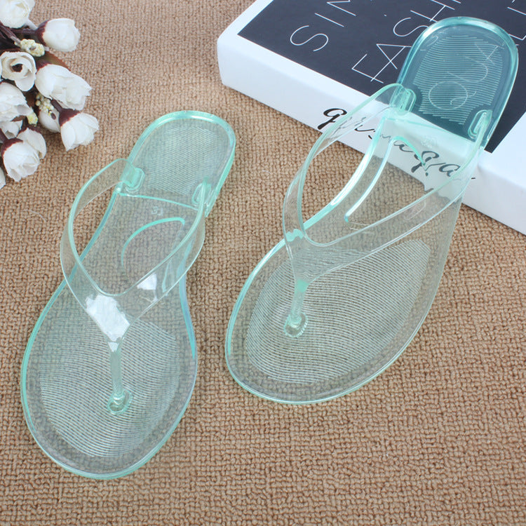 Crystal transparent student flat with flip-flops flip-flops beach seaside sandals and slippers