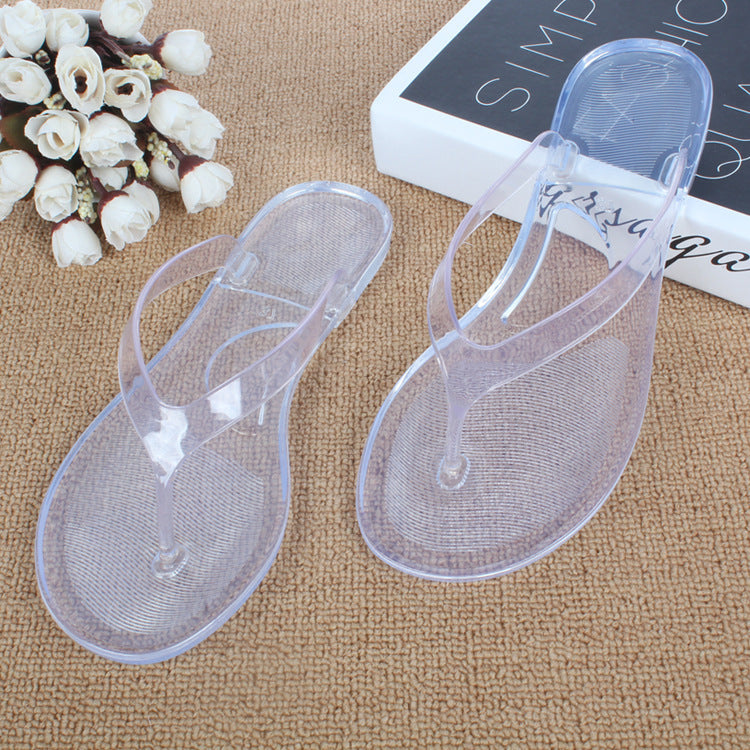 Crystal transparent student flat with flip-flops flip-flops beach seaside sandals and slippers