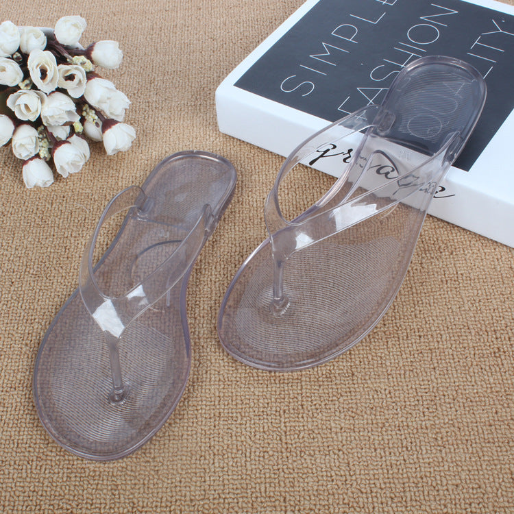 Crystal transparent student flat with flip-flops flip-flops beach seaside sandals and slippers