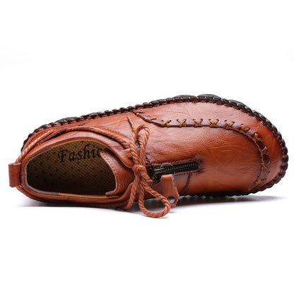 Hand-stitched large size leather shoes