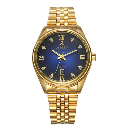 Watches wholesale non mechanical high grade men's steel belt watch calendar quartz table explosion golden IPG plating