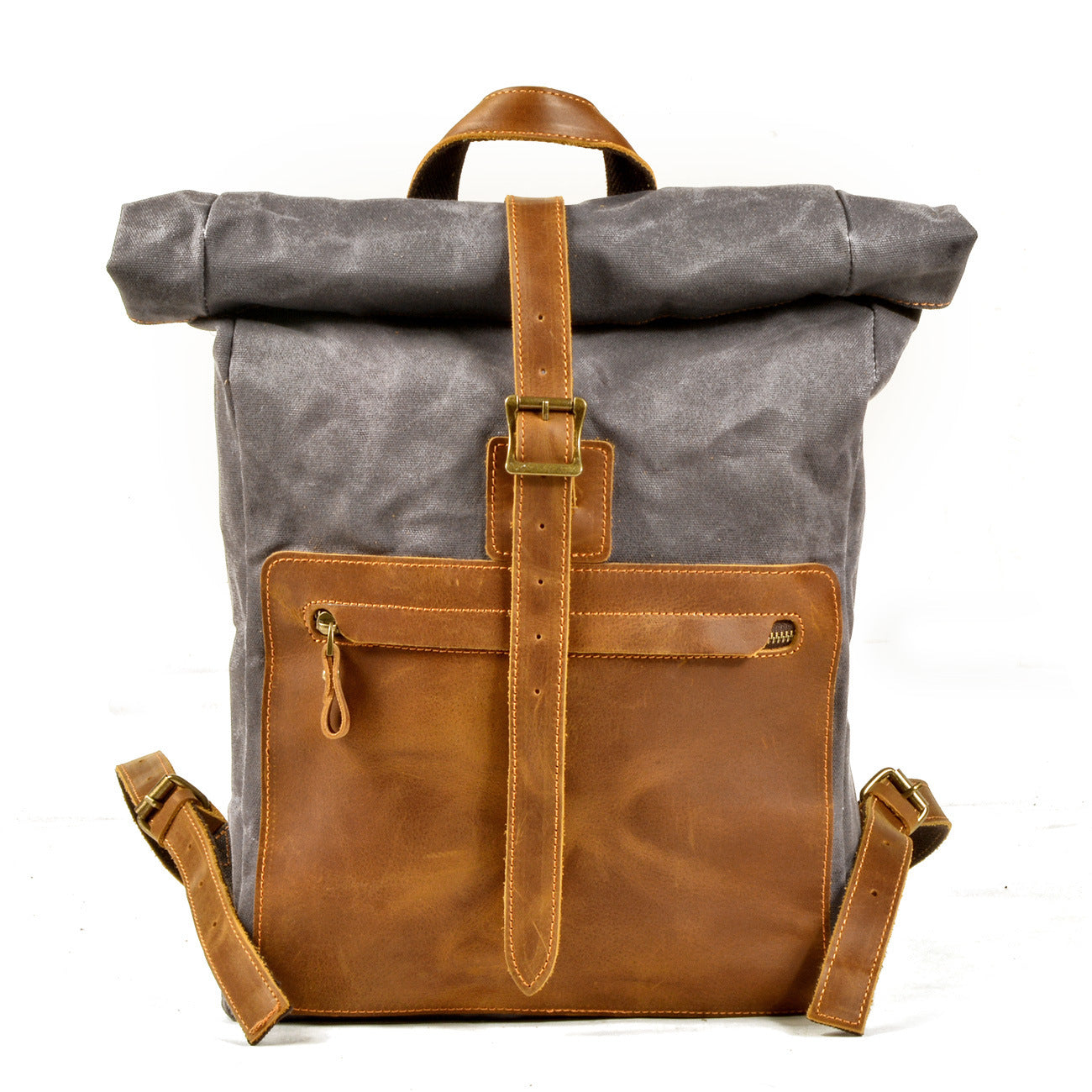 New Simple Retro Wax Canvas Backpack Men's Casual Leather